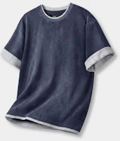 DIMITRI BLACK Color Block Layered Roll-Up Short Sleeve T-Shirt_Pigment Navy DBF5TS02NY DIMITRI BLACK Color Block Layered Roll-Up Short Sleeve T-Shirt_Pigment Navy DBF5TS02NY