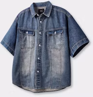 DIMITRI BLACK Faded Wash Denim Trucker Half Shirt_Dust Indigo DBF1SS01DI DIMITRI BLACK Faded Wash Denim Trucker Half Shirt_Dust Indigo DBF1SS01DI
