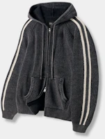 Dimitri Black Pigment Track Knit Hoodie Zip-Up in Pigment Charcoal DBE8KH03CH Dimitri Black Pigment Track Knit Hoodie Zip-Up in Pigment Charcoal DBE8KH03CH