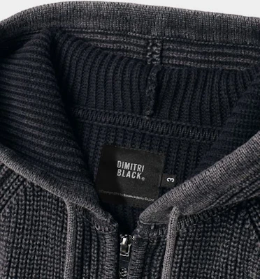 Dimitri Black Pigment Track Knit Hoodie Zip-Up in Pigment Charcoal DBE8KH03CH Shop Dimitri Black Pigment Track Knit Hoodie Zip-Up in Pigment Charcoal DBE8KH03CH
