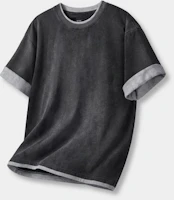 DIMITRI BLACK Two-Tone Layered Roll-Up Short Sleeve T-Shirt_Pigment Charcoal DBF5TS02CH DIMITRI BLACK Two-Tone Layered Roll-Up Short Sleeve T-Shirt_Pigment Charcoal DBF5TS02CH
