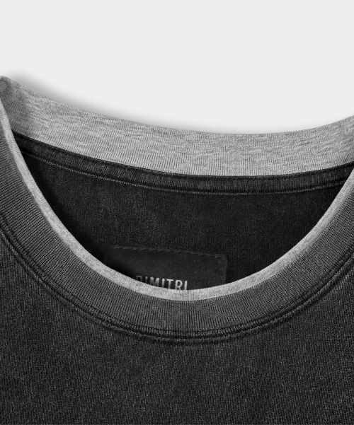 Purchase DIMITRI BLACK 雙色層次豎袖短袖T恤_深炭灰 DBF5TS02CH