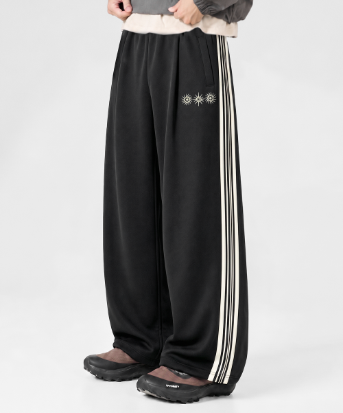 Dimitri Black VLAD One Tuck Curved Track Pants (3 Symbol Jersey) Black & Ivory VBF7PL05BB