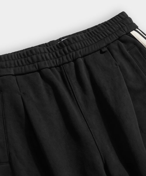 Shop Dimitri Black VLAD One Tuck Curved Track Pants (3 Symbol Jersey) Black & Ivory VBF7PL05BB