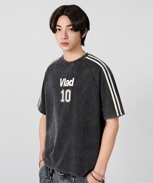 Shop Dimitri Black VLAD VTG Track Artwork Tee - Pigment Charcoal Short Sleeve VBF1TS06CH