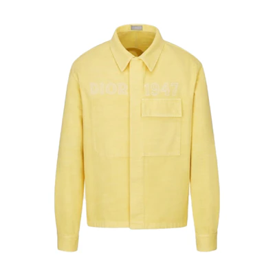 DIOR 1947 Logo Embroidered Pocket Denim Jacket Yellow - 013D488C239X-C281