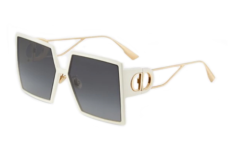 DIOR 30 Montaigne Square Sunglasses, White Frame, Gray Gradient Lens, Unisex 30MONTAIGNE-SZJ1I