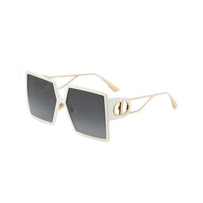DIOR 30 Montaigne Square Sunglasses, White Frame, Gray Gradient Lens, Unisex 30MONTAIGNE-SZJ1I