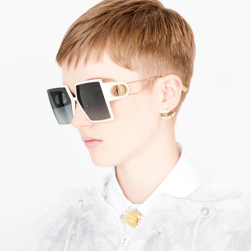 DIOR 30 Montaigne Square Sunglasses, White Frame, Gray Gradient Lens, Unisex 30MONTAIGNE-SZJ1I 圖 4
