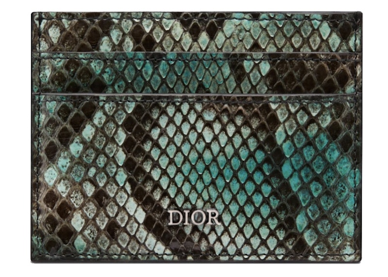 Dior (4 Card Slot) Card Holder Python Green