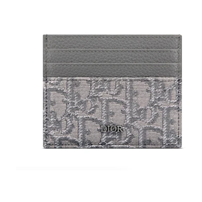 Dior (6 Card Slot) Card Holder Dior Oblique Jacquard Ruthenium/Gray