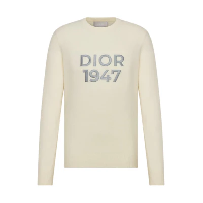 DIOR Beige Crew Neck Sweater with Letter Print Long Sleeve. 413M653AT759-C088