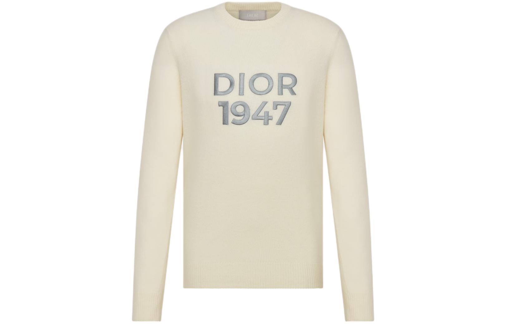 Order DIOR Beige Sweater Kerah Bulat Lengan Panjang dengan Cetak Huruf. 413M653AT759-C088