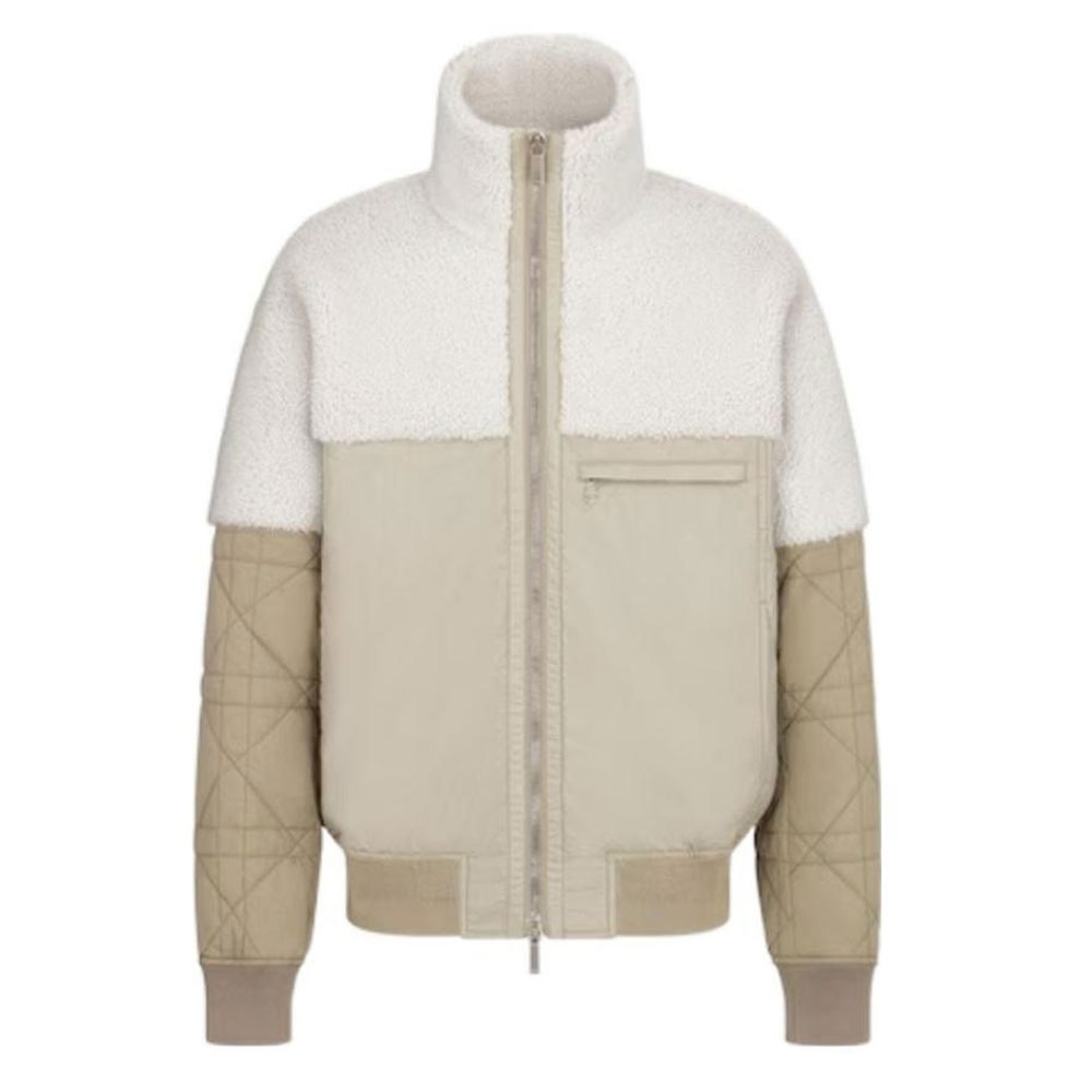 DIOR  Beige Patchwork Stand Collar Casual Long-Sleeve Jacket 343C410A5939-C188