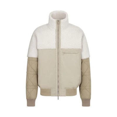 DIOR Beige Patchwork Stand Collar Casual Long-Sleeve Jacket 343C410A5939-C188
