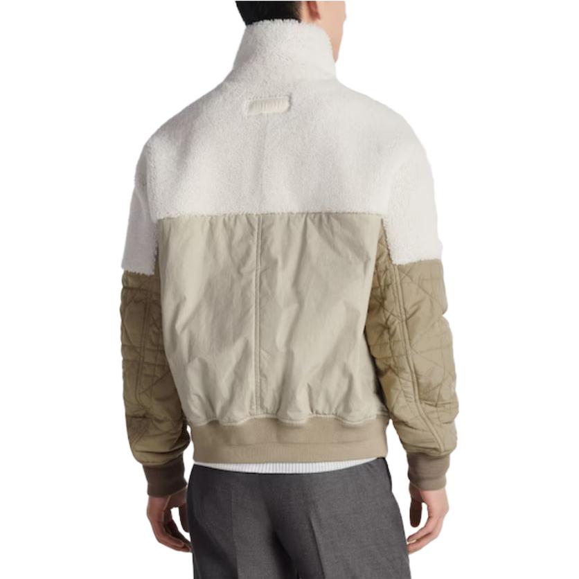 Shop DIOR Chaqueta Beige Patchwork Cuello Alto Casual de Manga Larga 343C410A5939-C188