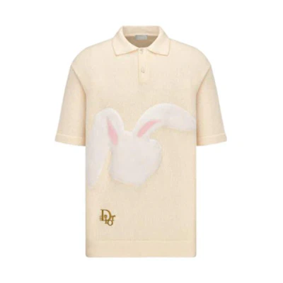 DIOR Beige Rabbit Print Short Sleeve Polo Shirt 313M831AT498-C081