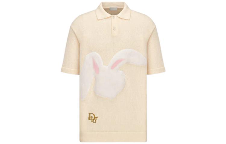 Order DIOR Polo Camiseta Beige con Estampado de Conejo y Manga Corta 313M831AT498-C081
