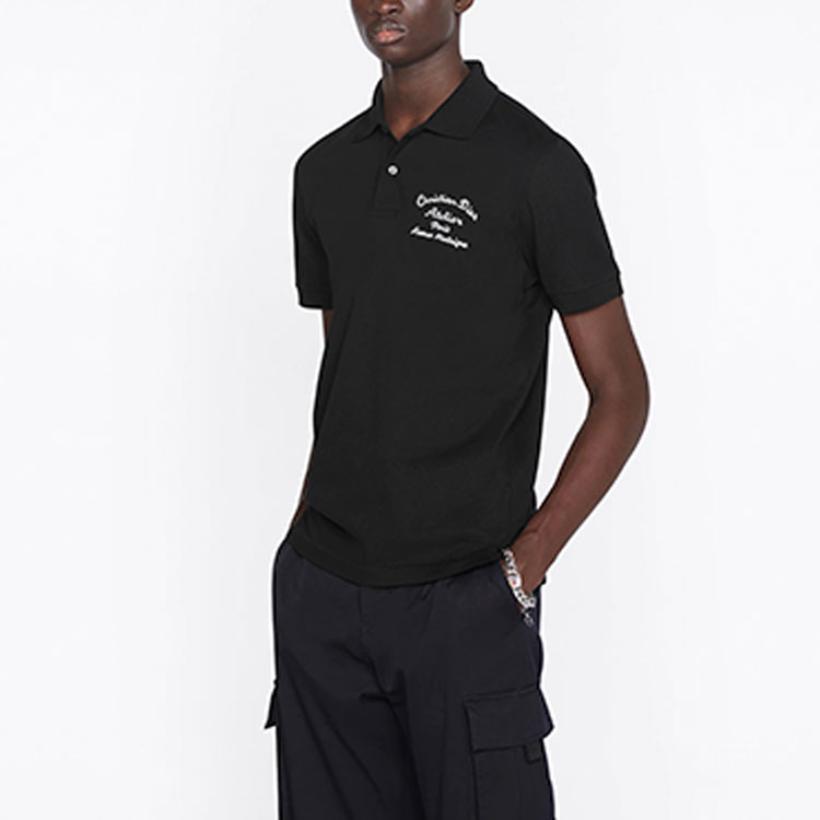 Sizing DIOR 黑色棉质刺绣标志POLO衫 293J832A0448-C988