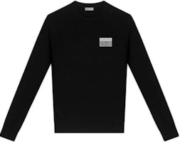 DIOR Black Crewneck Pullover Sweater with Solid Letter Print. 923M649AT938-C980 DIOR Black Crewneck Pullover Sweater with Solid Letter Print. 923M649AT938-C980
