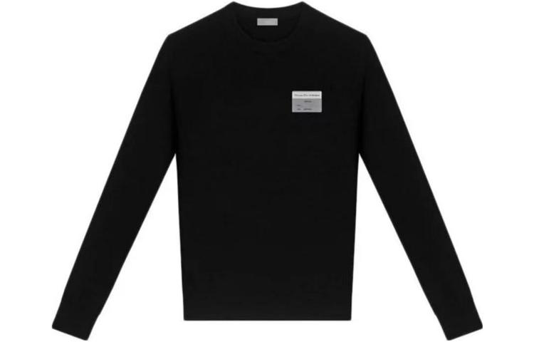 Order ディオール ブラック クルーネック プルオーバー セーター ロゴプリント入り 923M649AT938-C980