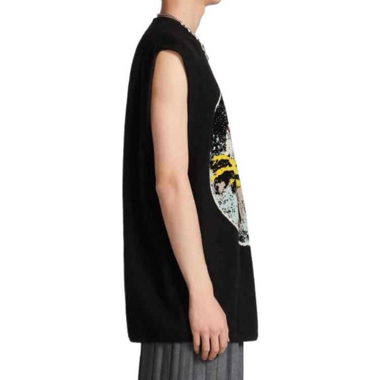 Purchase DIOR  Black Crewneck Sweater with Abstract Letter Embroidery Design 393M664AT693-C982