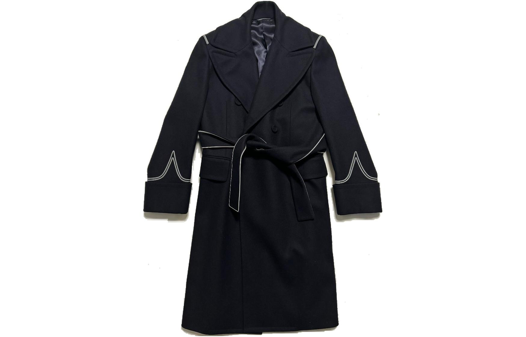 DIOR  Black Double-Breasted Belted Long-Sleeve Coat. 143C362A5305-C580
