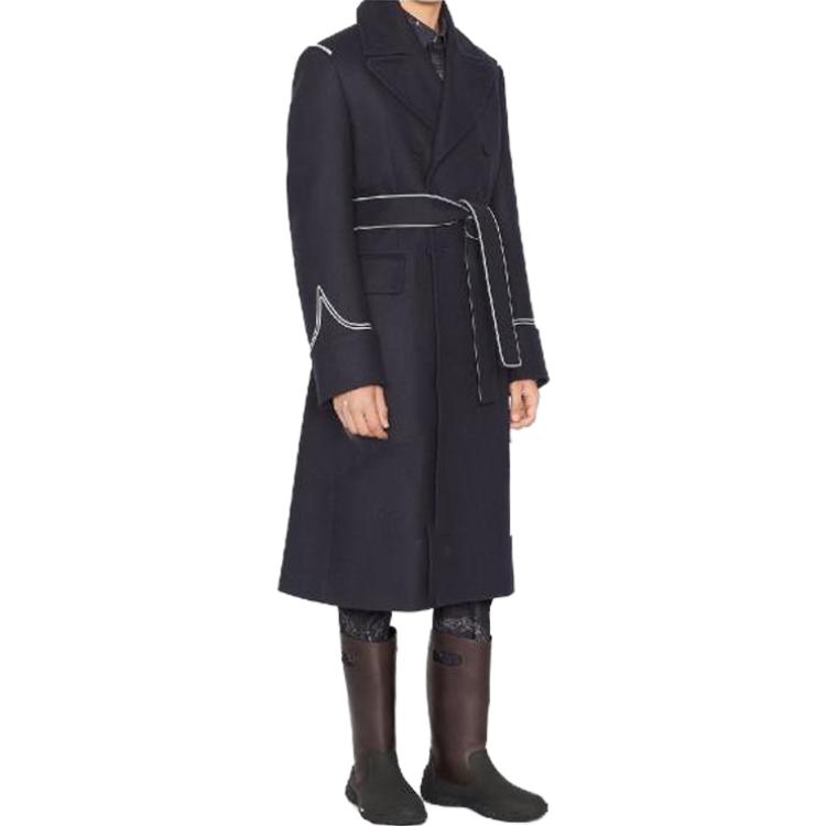 Shop DIOR  Black Double-Breasted Belted Long-Sleeve Coat. 143C362A5305-C580