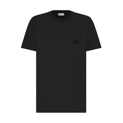 DIOR Black Embroidered Logo Crewneck T-Shirt. 413J650A0862-C989