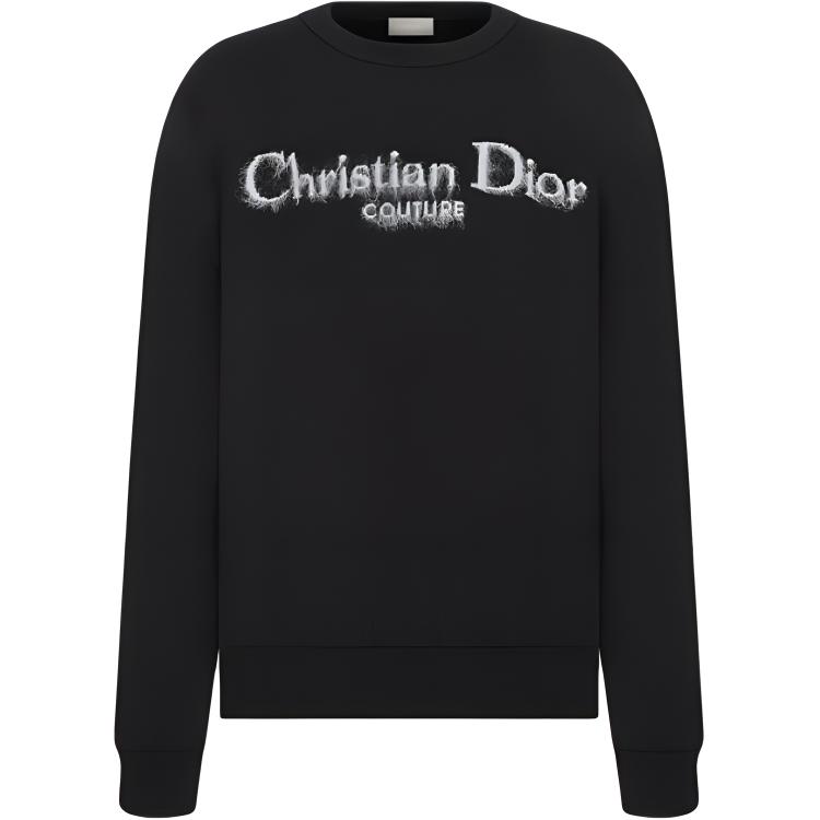DIOR  Black Knit Sweater with Logo Jacquard Design and Crew Neck. 443M645AT884-C980