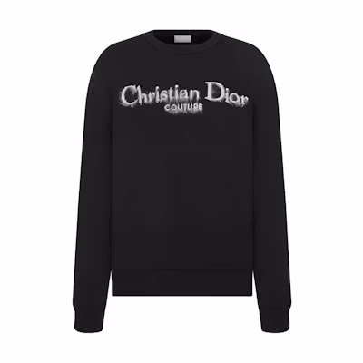 DIOR Black Knit Sweater with Logo Jacquard Design and Crew Neck. 443M645AT884-C980