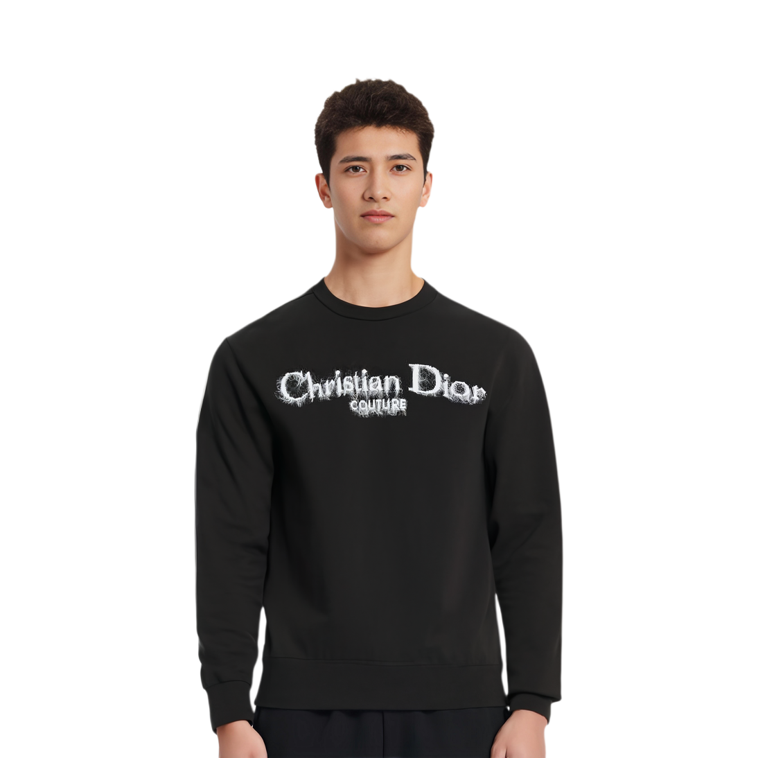 Shop DIOR Suéter Negro de Punto con Logo Jacquard y Cuello Redondo. 443M645AT884-C980