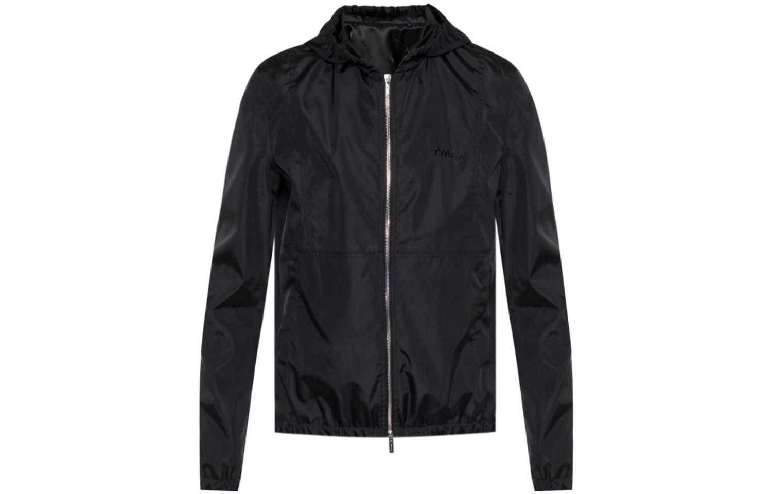 DIOR  Black Letter Print Casual Hooded Jacket. 923C450Z015-2984