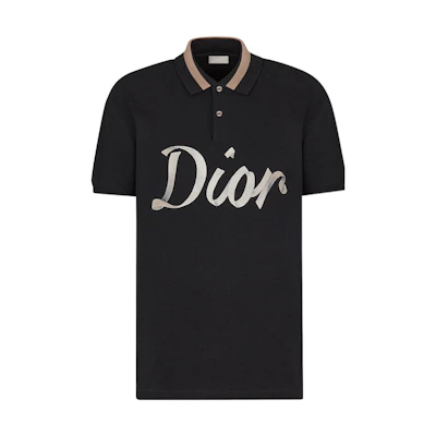DIOR Black Logo Number Print Short Sleeve Polo Shirt - New Collection 293J831A0455-C980