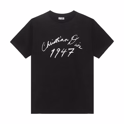 DIOR Black Logo Print Oversized Short Sleeve T-Shirt. 493J696F0554-C980