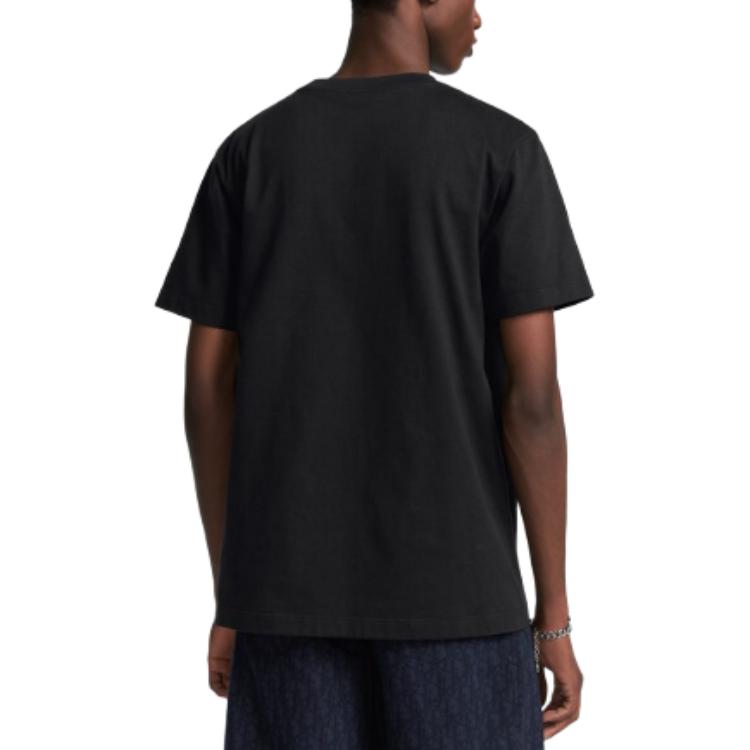 Purchase ディオール ブラック ロゴプリント オーバーサイズ 半袖 Tシャツ 493J696F0554-C980