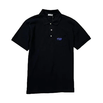 DIOR Black Polo Shirt with Solid Color Letter Print and Pocket. 193J833A0455-908