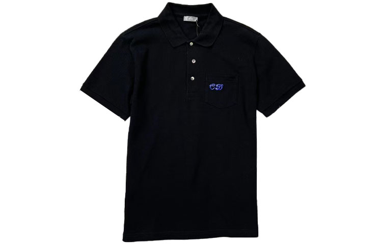 Order DIOR Kaos Polo Hitam dengan Cetakan Huruf dan Kantong. 193J833A0455-908