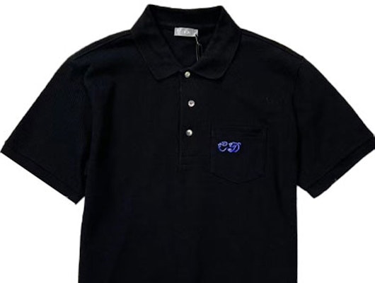 DIOR Black Polo Shirt with Solid Color Letter Print and Pocket. 193J833A0455-908 Shop DIOR Black Polo Shirt with Solid Color Letter Print and Pocket. 193J833A0455-908