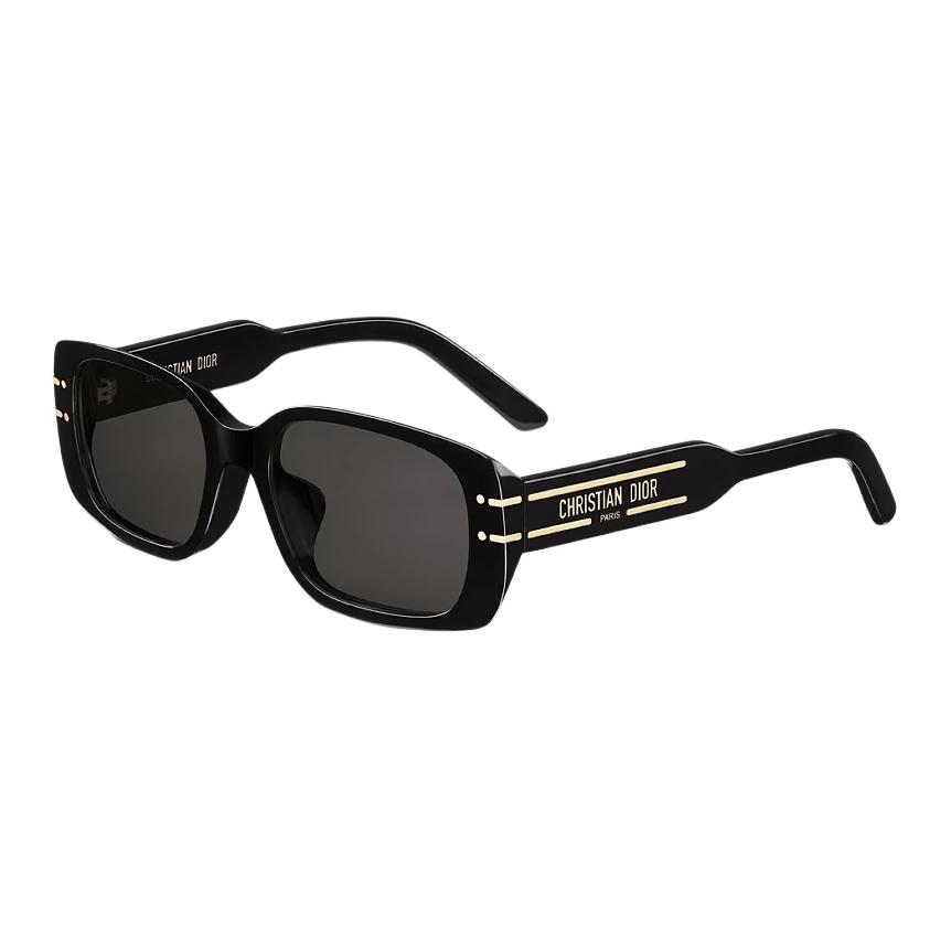 DIOR  Black Rectangular Sunglasses with Acetate Metal and Logo Print. SGTS12FXR_10A0