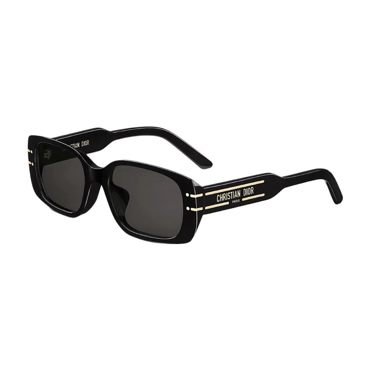 DIOR ブラック 長方形 サングラス アセテート メタル ロゴプリント入り DIOR ブラック 長方形 サングラス アセテート メタル ロゴプリント入り