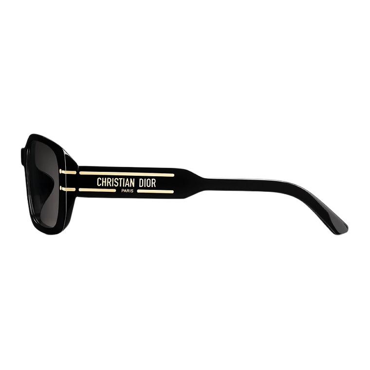 Shop DIOR 黑色矩形太阳眼镜 金属框架配醋酸材质与标志印花。 SGTS12FXR_10A0