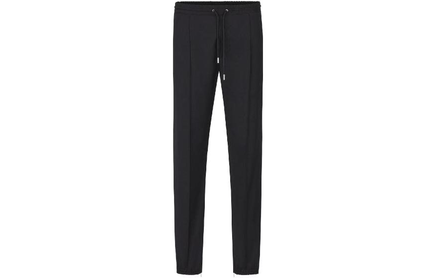 DIOR  Black Solid Drawstring Mid-Waist Straight-Leg Casual Pants. 733C138E3226-900