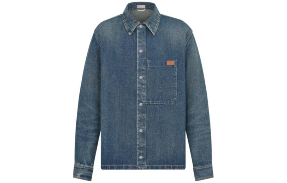 DIOR  Blue Cotton Twill Button-Up Long Sleeve Shirt. 413D488B340X-C520 圖 2