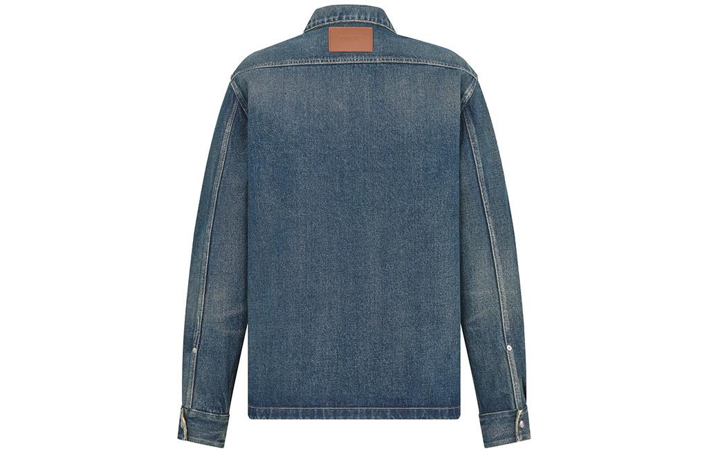 DIOR  Blue Cotton Twill Button-Up Long Sleeve Shirt. 413D488B340X-C520 圖 3