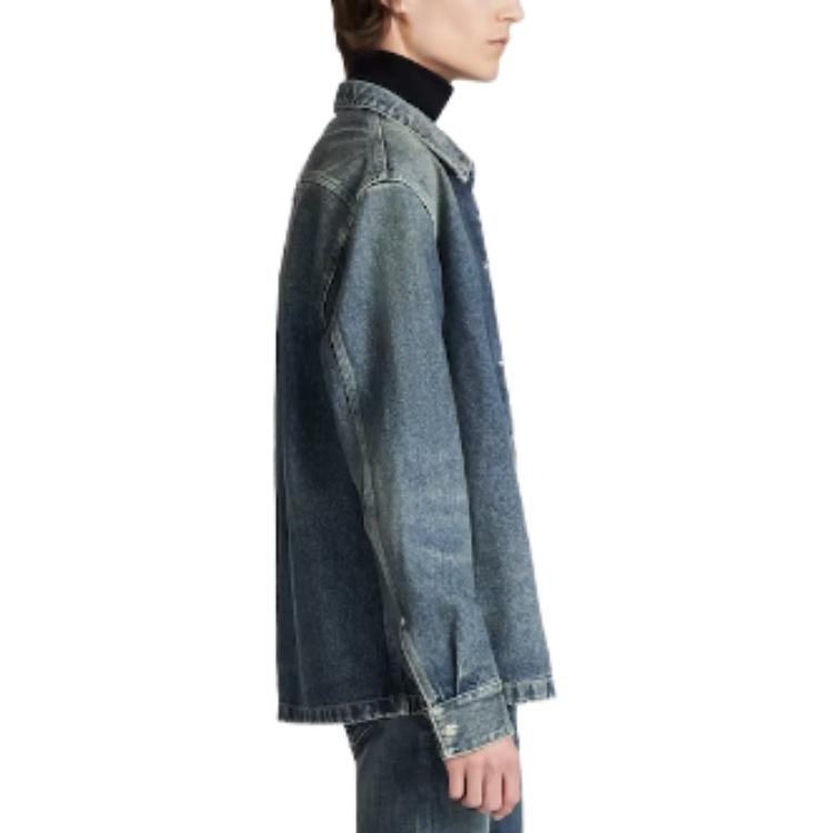 DIOR  Blue Cotton Twill Button-Up Long Sleeve Shirt. 413D488B340X-C520 圖 6