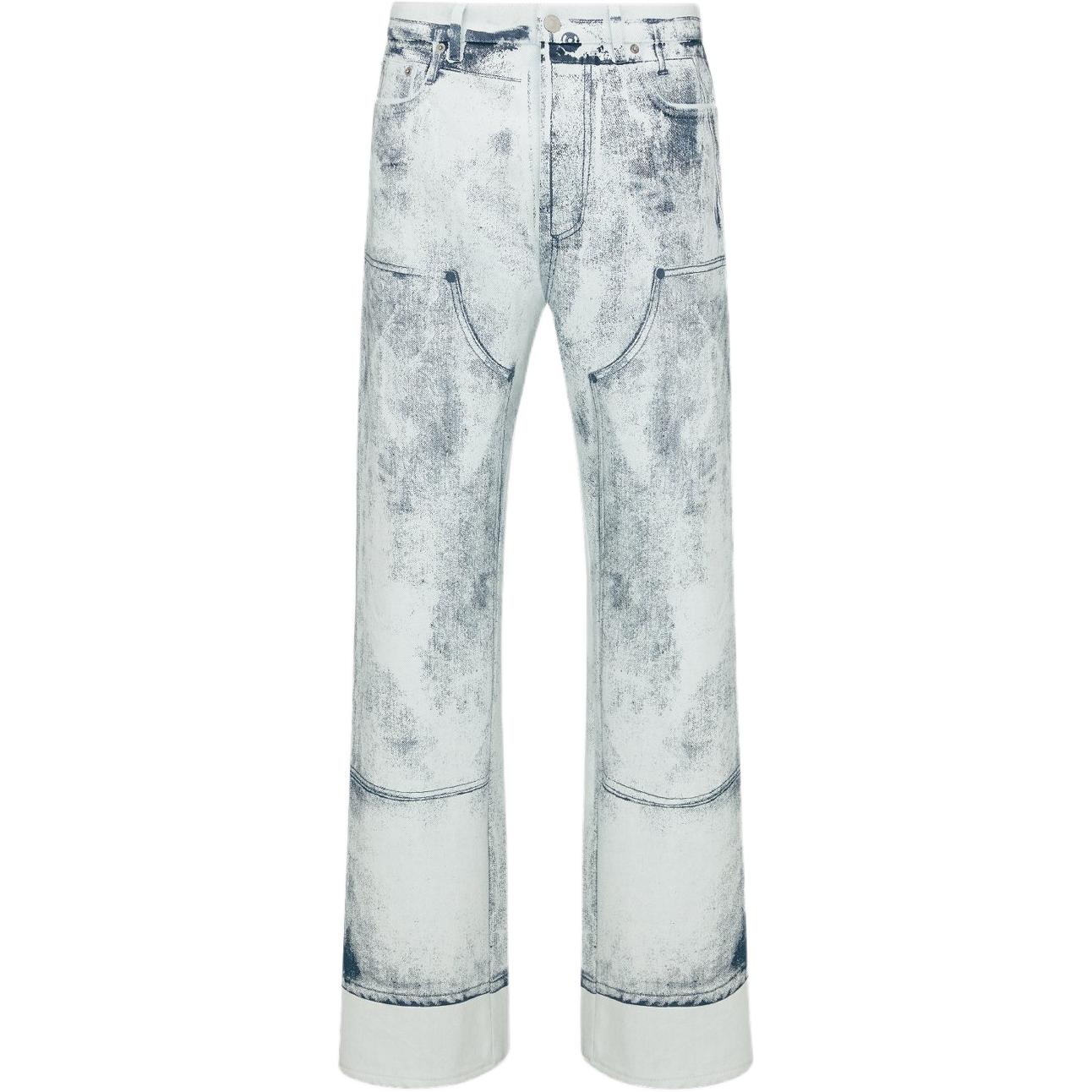 DIOR  Blue Flared Denim Jeans with Workwear Print Design. 383D010H379-XC585