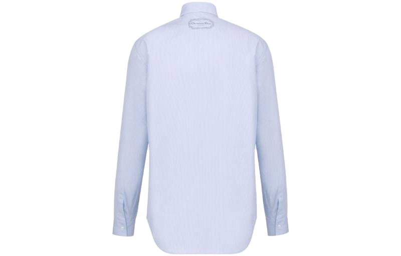 Lookbook DIOR 蓝色logo印花休闲长袖衬衫. 383C563A5802-C085