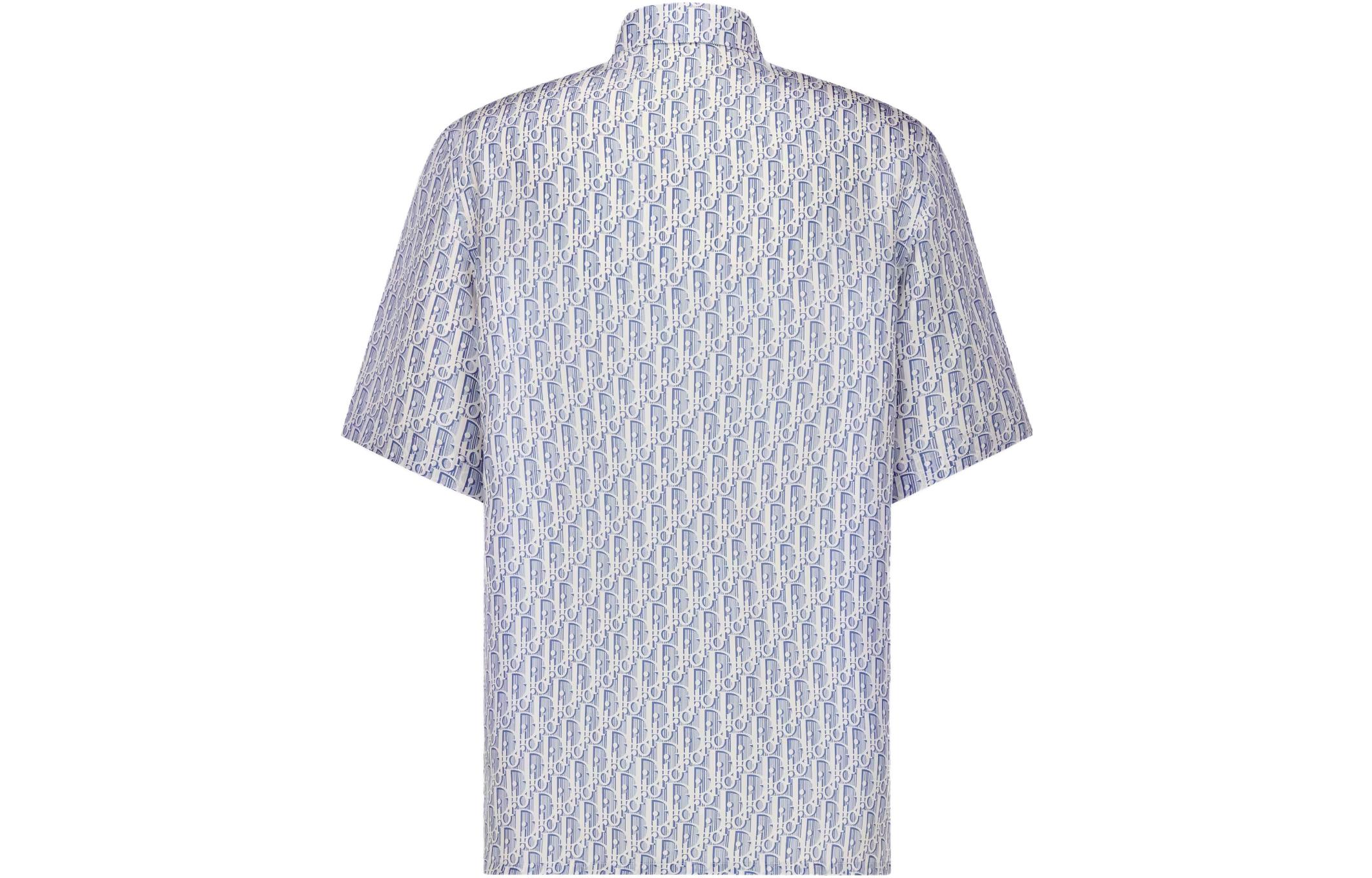 Lookbook DIOR Kemeja Kasual Lengan Pendek Motif Logo Biru 193C545A5872-C580