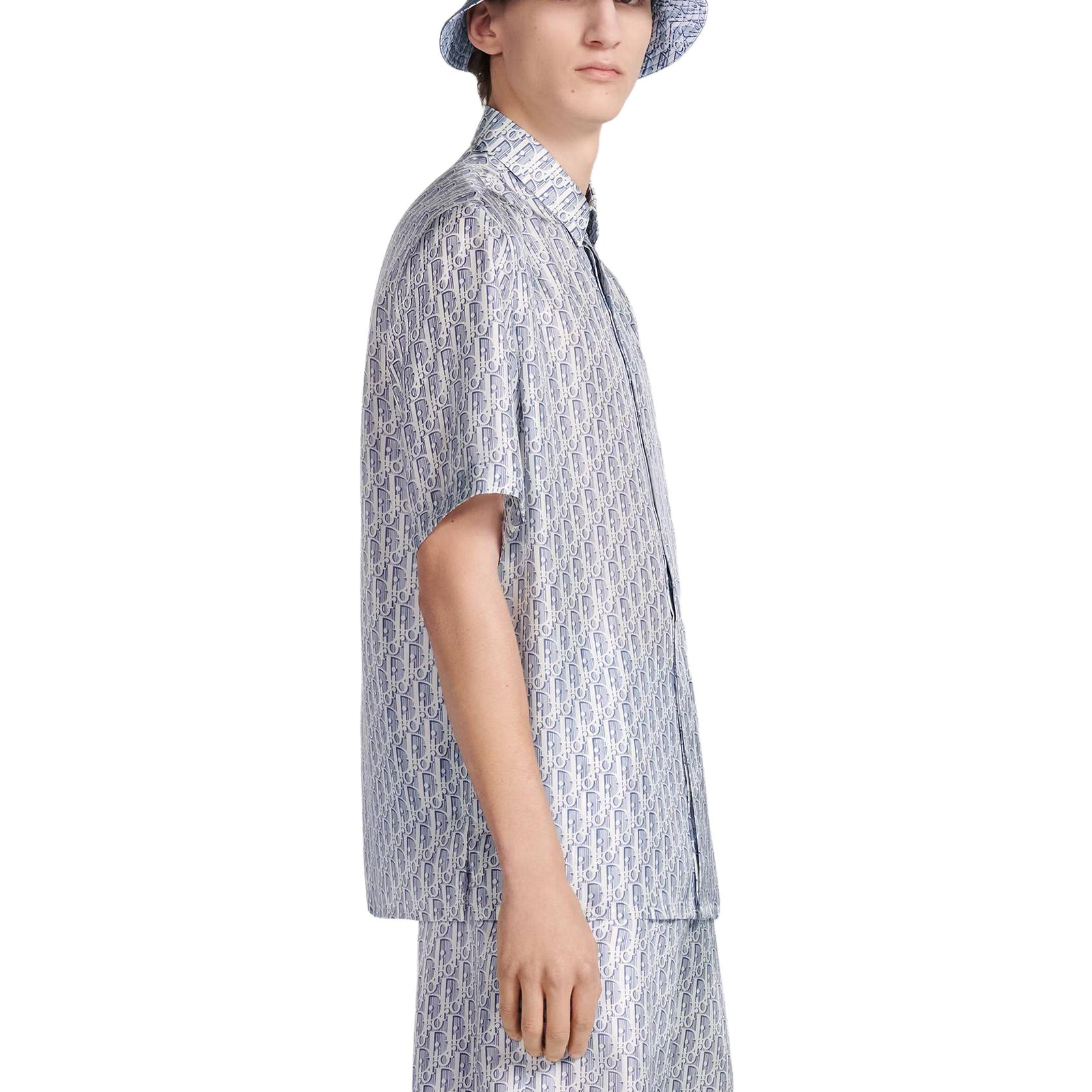 Details for DIOR Kemeja Kasual Lengan Pendek Motif Logo Biru 193C545A5872-C580